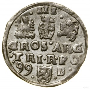 Trojak, 1599, Bydgoszcz; odmiana z herbem Lewart w tarc...