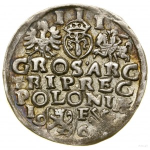Trojak, 1596, Lublin; wąska płaska kryza króla, data pr...