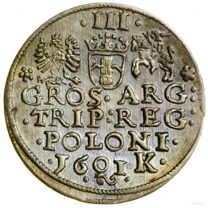 Trojak, 1601, Kraków; popiersie króla w lewo; Iger K.01...