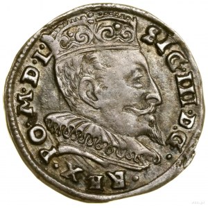 Trojak, 1595, Wilno; rozety po bokach nominału, herb Ch...
