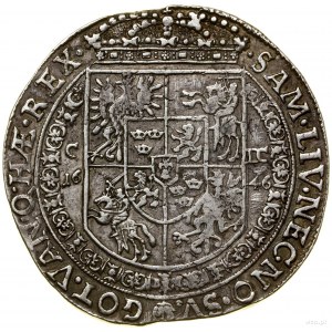 Thaler, 1646, Kraków; Av: Bust of the ruler in an ornate collection of...