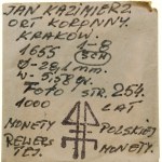 Ort, 1655, Kraków; litery I - T, ex. KAŁKOWSKI