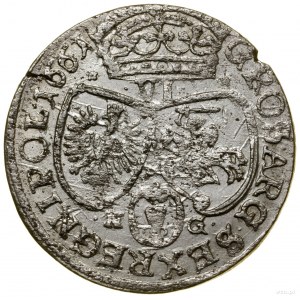 Szóstak, 1661 NG, Poznań; na rewersie litery NG (Mikoła...