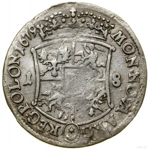 Ort, 1679, Bydgoszcz; zbroja władcy okryta płaszczem, b...