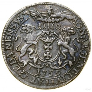 FALS - Ort, 1759, Gdańsk; odmiana z literami CHS