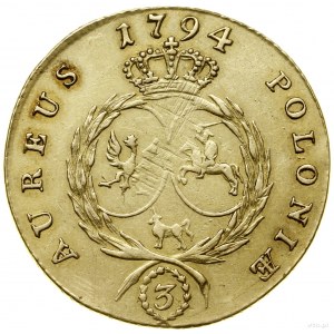 3 dukaty (Stanislaus d’or), 1794, Warszawa; Aw: Głowa k...