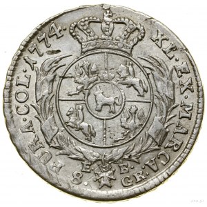 Dwuzłotówka (8 groszy), 1774 EB, Warszawa; z literami E...