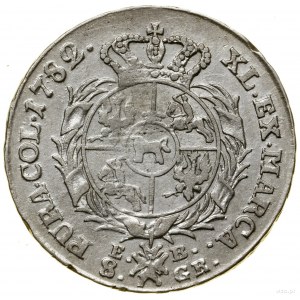 Two-zloty (8 pennies), 1782 EB, Warsaw; with letters E...