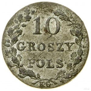 10 groszy, 1831 KG, Warszawa; szpony Orła proste, nad w...