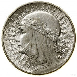 5 gold, 1933, Warsaw; Head of a woman in a headlock; Kop....