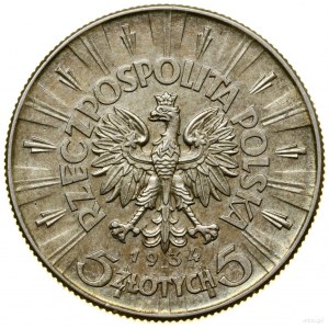 5 gold, 1934, Warsaw; Jozef Pilsudski; Kop. 2958, ...