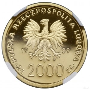 2.000 złotych, 1989, Warszawa; Jan Paweł II - popiersie...