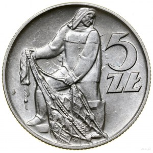 5 gold, 1958, Warsaw; Fisherman, narrow number 8 in date....