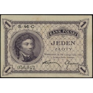 1 złoty, 28.02.1919; seria 46 C, numeracja 056,042; Luc...