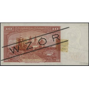 10 złotych, 15.08.1939; czarny nadruk WZÓR po obu stron...