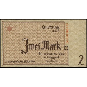 2 marki, 15.05.1940; bez oznaczenia serii, numeracja 00...