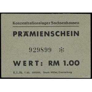 Voucher for 1 mark, (1944); numbering 929899✻, green paper....