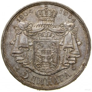 5 dinarów, 1904, Wiedeń; 100-lecie dynastii Kardziordzi...