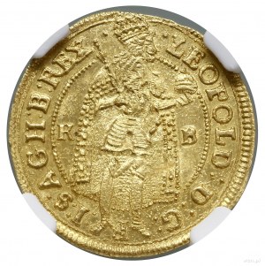Dukat, 1695(4), Kremnica; Aw: Postać króla stojącego w ...