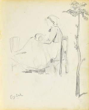 Eugeniusz ZAK (1887-1926), Mężczyzna siedzący przy stoliku kawiarnianym (Pont-Aven?)