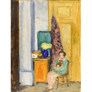 Irena WEISS - ANERI (1888-1981), Chania mit Teddybär - Figur im Innenraum, ca. 1929