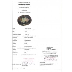 2,34ct - přírodní investiční safír s alexandritovým efektem - s certifikátem