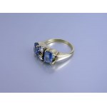 Gold Ring - Tanzanites and Diamonds.