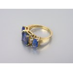 Bague en or - Tanzanites et diamants