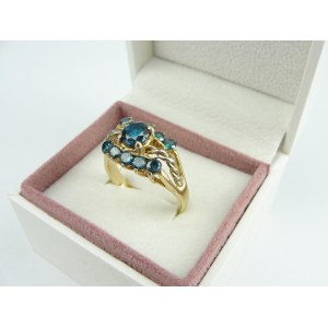 Bague en or - Diamants bleus