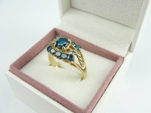 Gold Ring - Blue Diamonds