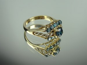 Gold Ring - Blue Diamonds