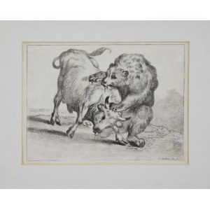 Johann Heinrich TISCHBEIN (1722-1789), Bär greift einen Stier an