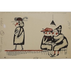 Jerzy FLISAK (1930-2008), Zdá sa, že to preháňa s omladzovaním - dizajn ilustrácií pre tlač, 60. roky 20. storočia.