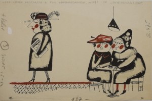 Jerzy FLISAK (1930-2008), Ona chyba przesadza z tym odmładzaniem - projekt ilustracji prasowej, lata 60. XX w.