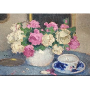 Alfons KARPIŃSKI (1875-1961), Roses et tasse de thé