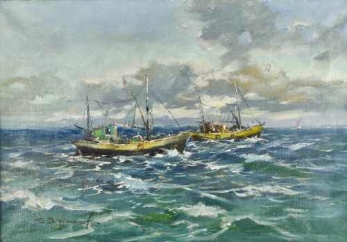 Eugeniusz DZIERŻENCKI (1905-1990), Kutry na morzu