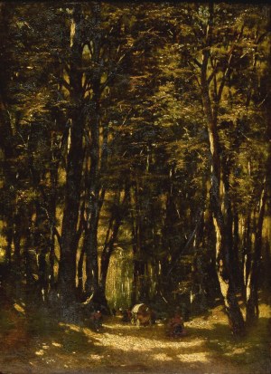 Władysław MALECKI (1836-1900), Tabor w lesie, 1882? (data słabo widoczna)