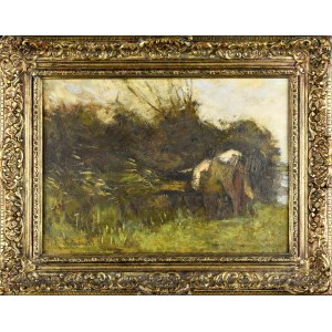 Roman Kazimierz KOCHANOWSKI (1857-1945), Paysage avec une vache, fin du XIXe siècle.