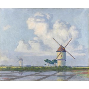 Ludwik CYLKOW (1877 - 1934), Paysage avec moulin à vent