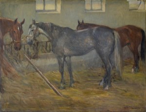Olgierd BIERWIACZONEK (1925-2002), Pferde in einem Stall