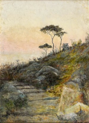 painter unknown, Landscape with pine trees