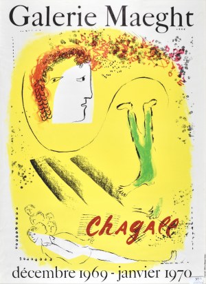 Marc CHAGALL (1887 - 1985), Žlté pozadie - plagát Galerie Maeght, 1967-1970