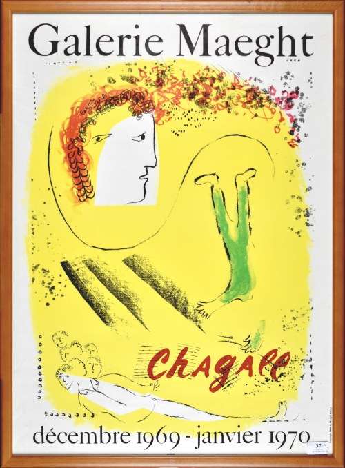 Marc CHAGALL (1887 - 1985), Żółte tło - Plakat Galerie Maeght, 1967-1970