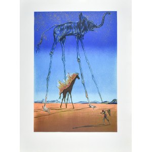 Salvador DALI (1904-1989), La girafe flamboyante et l'éléphant de l'espace