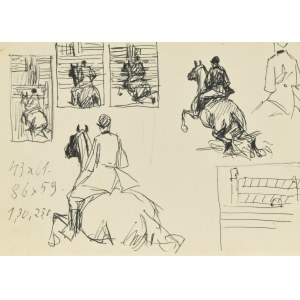 Ludwik MACIĄG (1920-2007), Croquis libres de cavaliers à cheval