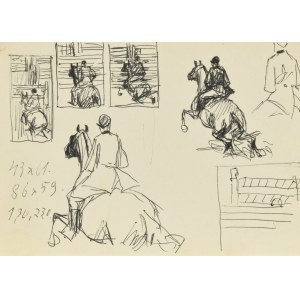 Ludwik MACIĄG (1920-2007), Szkice luźne jeźdźców na koniach
