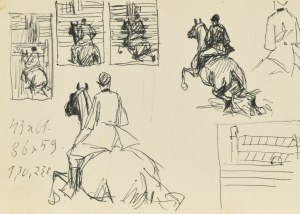 Ludwik MACIĄG (1920-2007), Loose sketches of horsemen on horseback