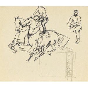 Ludwik MACIĄG (1920-2007), Esquisse d'une acrobatie à cheval et d'un cavalier en selle