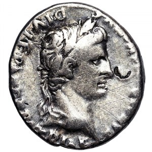 Římské mince, císařství, Augustus (27 př. n. l. - 14 n. l.), Denár n.d. (asi 2 př. n. l. - 4 n. l.), Lugdunum