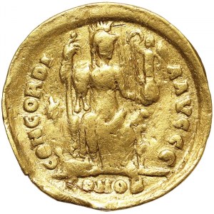 Monnaies romaines, Empire, Théodose II (402-450 apr. J.-C.), Solidus n.d. (ca. 408-420 apr. J.-C.), Constantinople